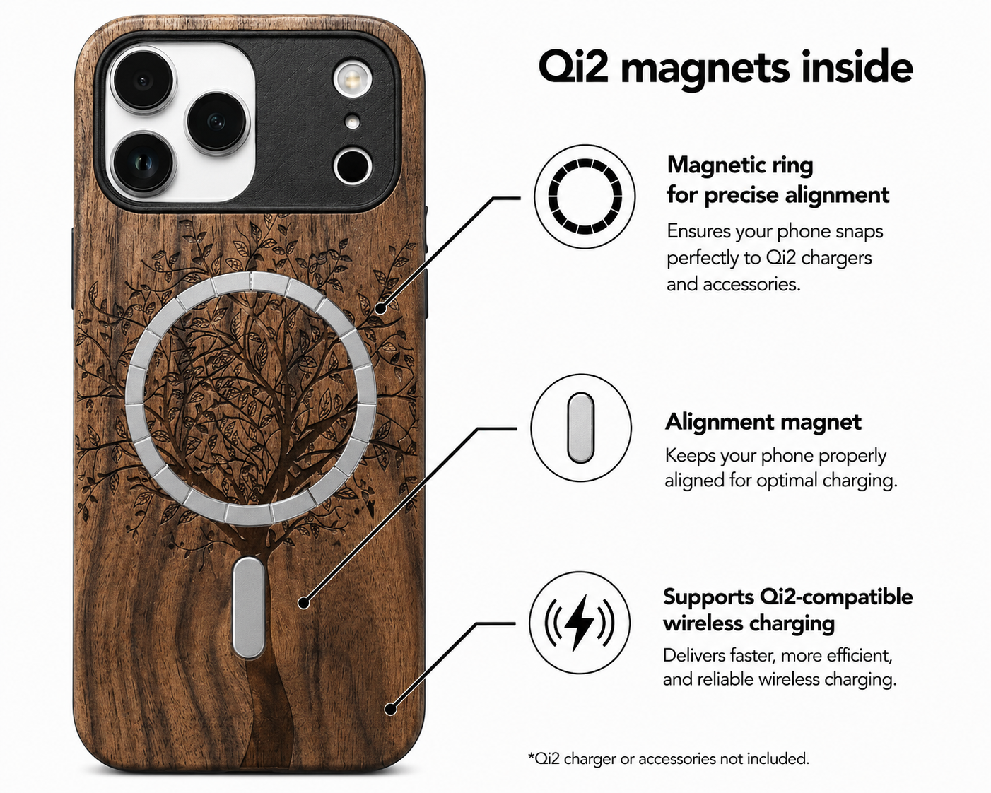 Tree of Life Eden Case made with Walnut Wood for the iPhone 17 Pro