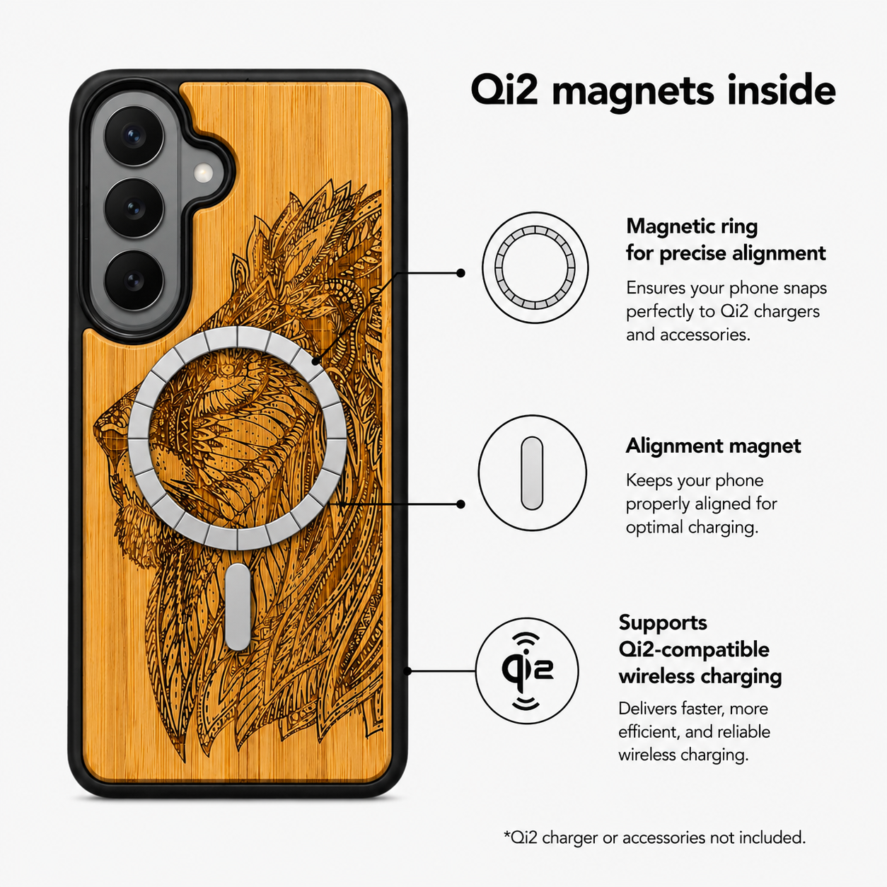 Löwe Eden Case aus Bambus für das Samsung Galaxy S26 mit MagSafe