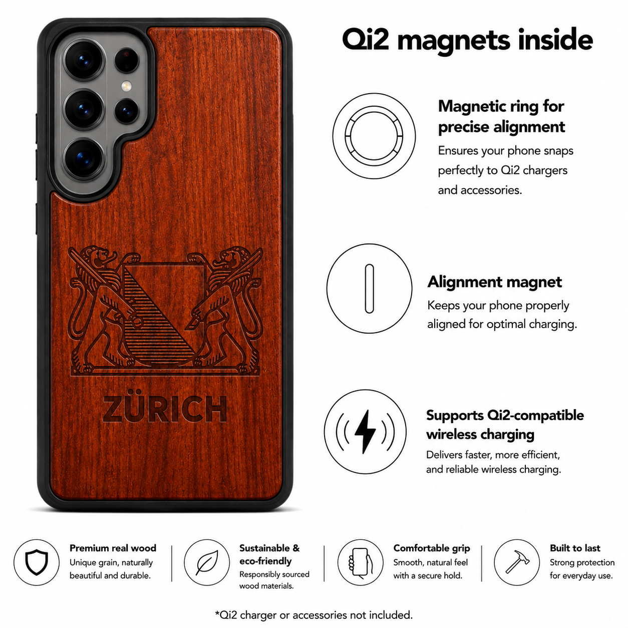 Zürich Wappen Eden Case aus Rosenholz für das Samsung Galaxy S26 Ultra mit MagSafe