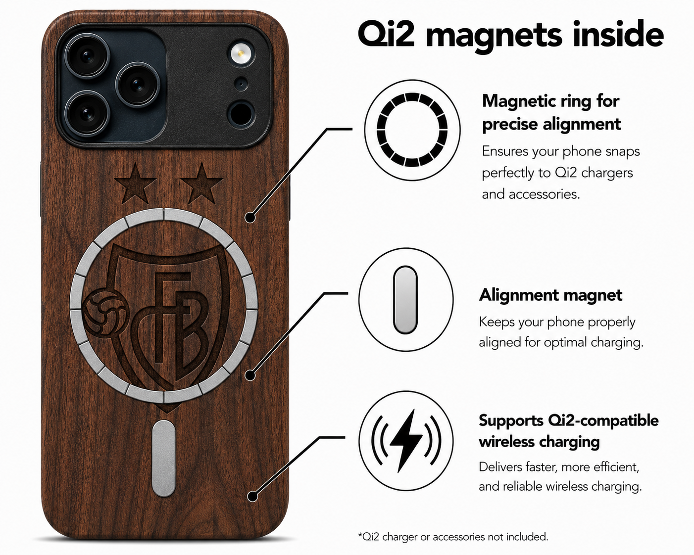 FC Basel Eden Case made with Walnut Wood for the iPhone 17 Pro