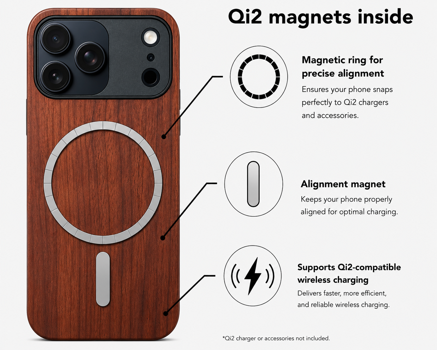 Eden Case aus Rosenholz für das iPhone 17 Pro mit MagSafe
