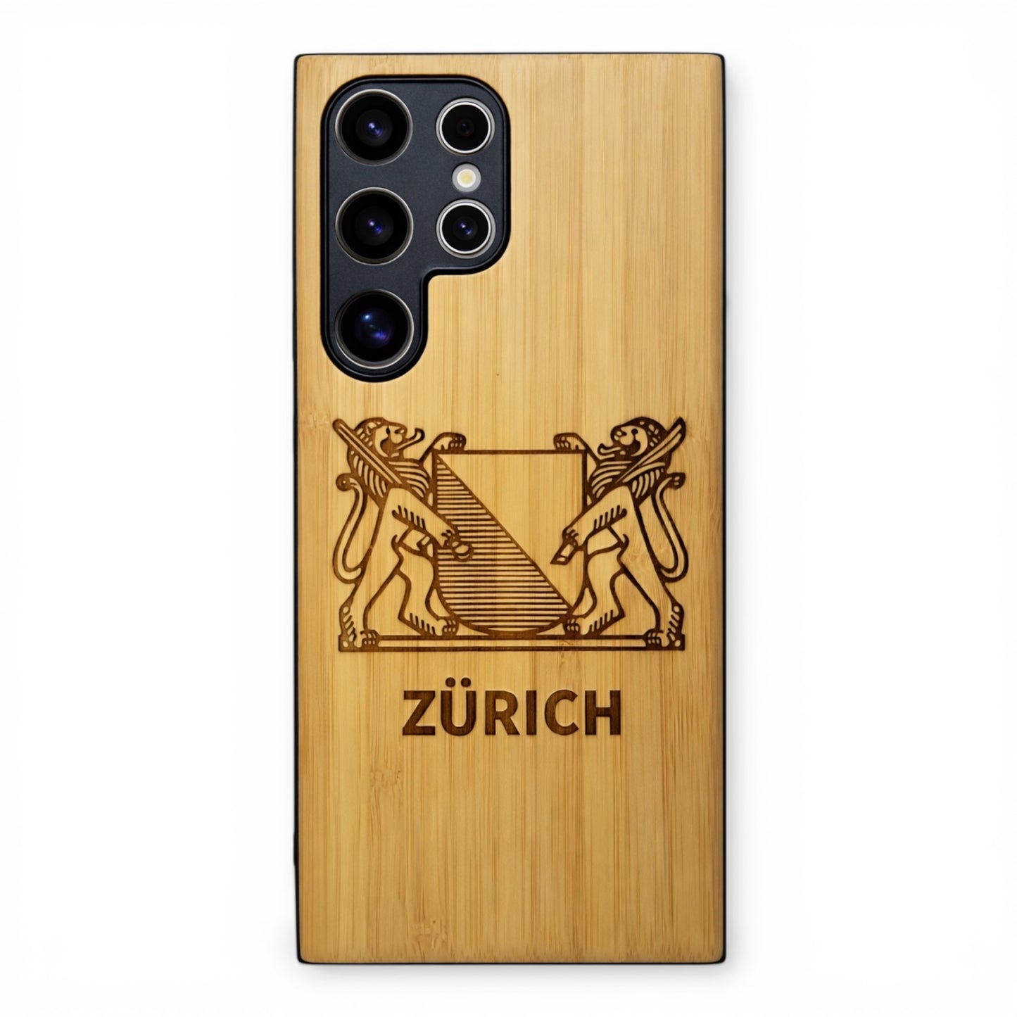 Eden Case Zürich Wappen aus Bambus für das Samsung Galaxy S24 Ultra