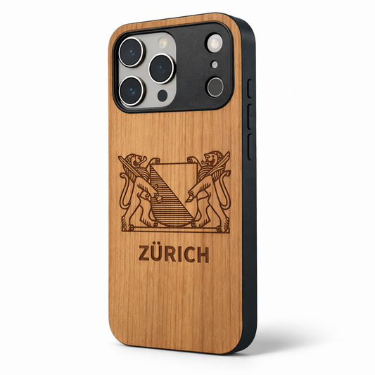Zurich Coat of Arms Eden Case made with Cherry Wood for the iPhone 17 Pro