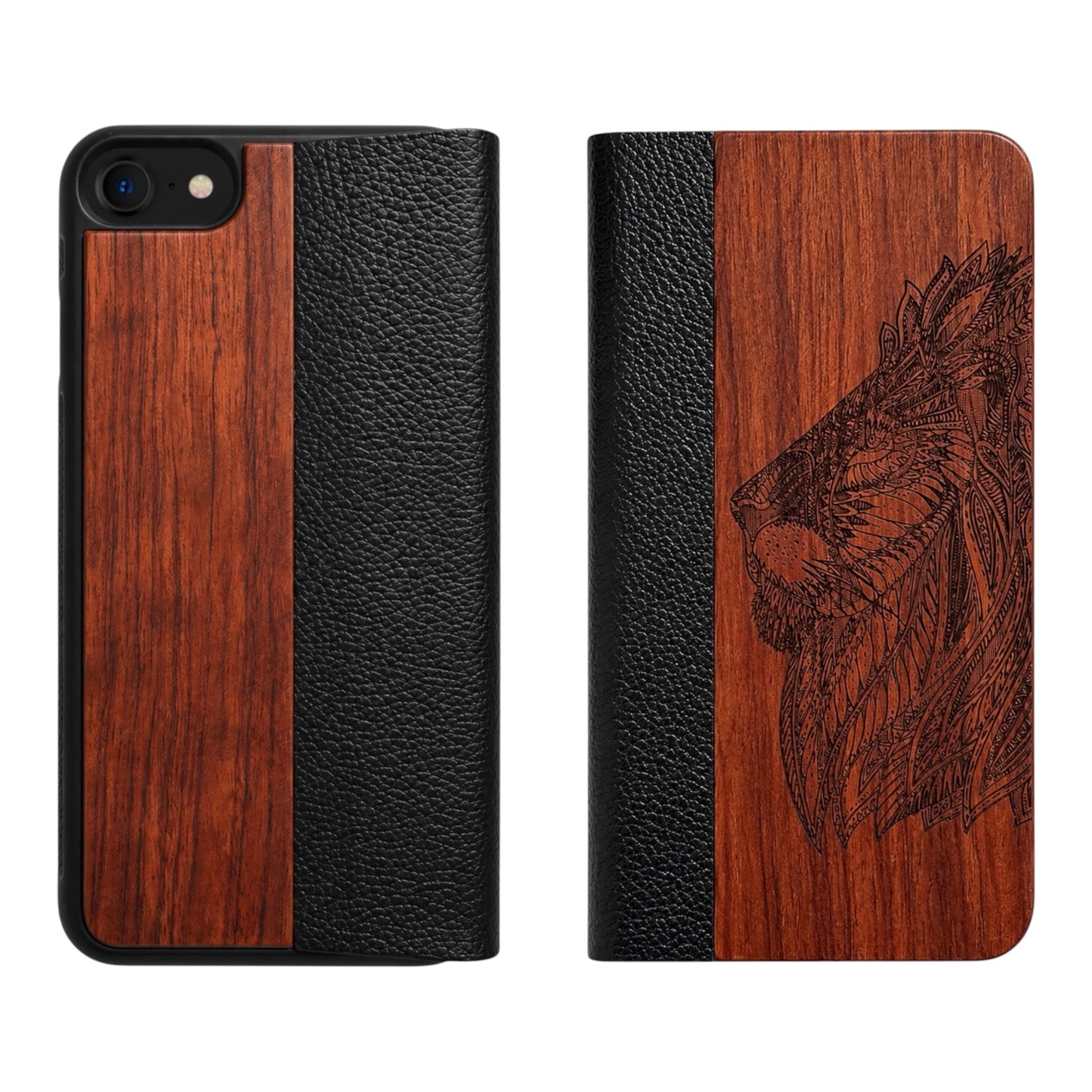 Löwe Eden Wallet Case aus Rosenholz für das iPhone 6/6s/7/8/SE