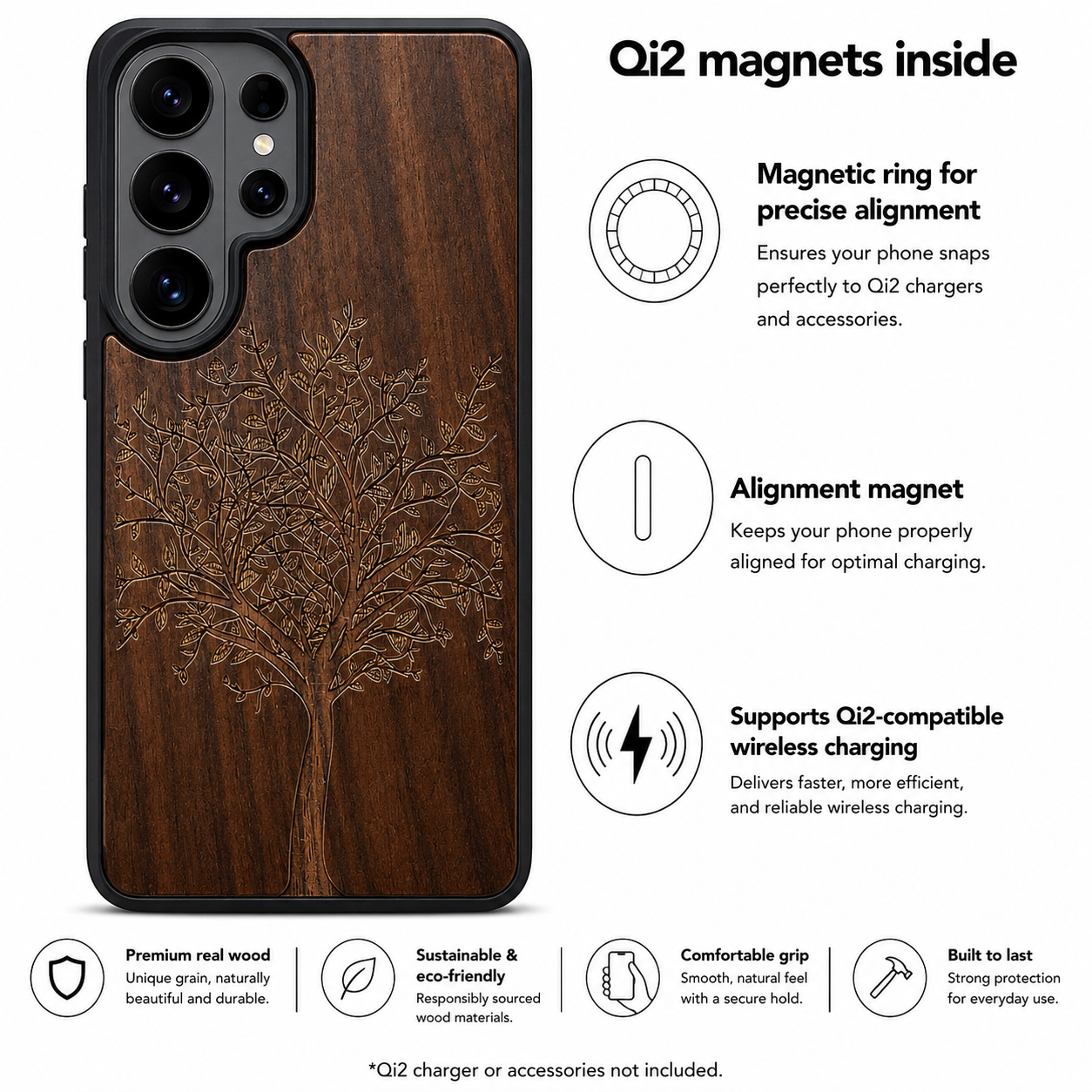 Lebensbaum Eden Case aus Nussbaumholz für das Samsung Galaxy S26 Ultra mit MagSafe