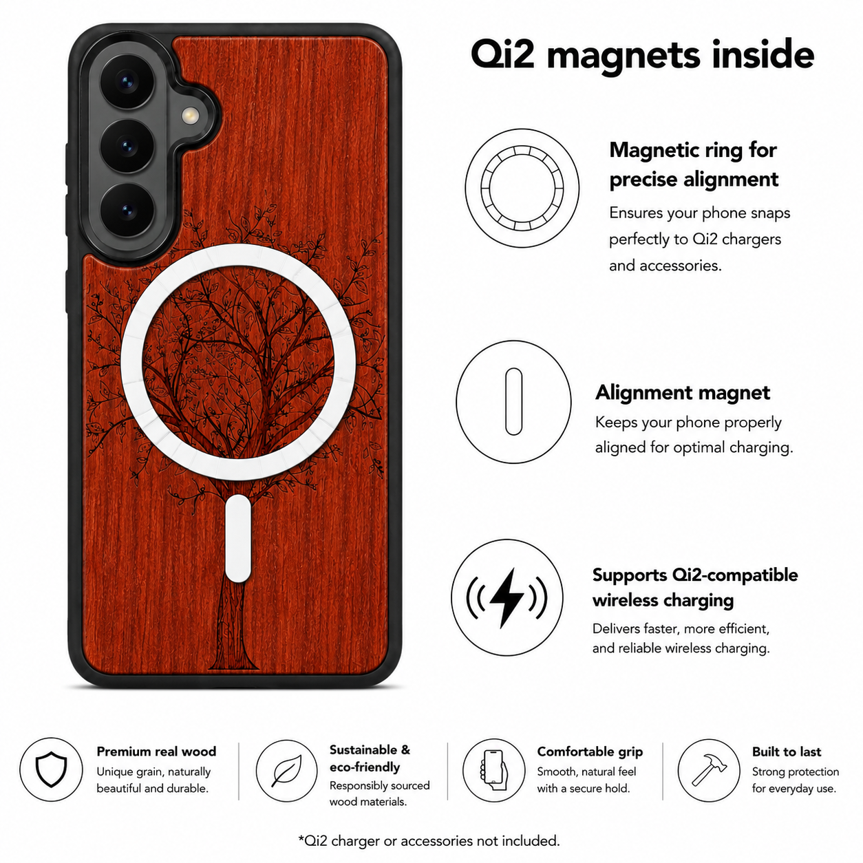 Lebensbaum Eden Case aus Rosenholz für das Samsung Galaxy S26 mit MagSafe