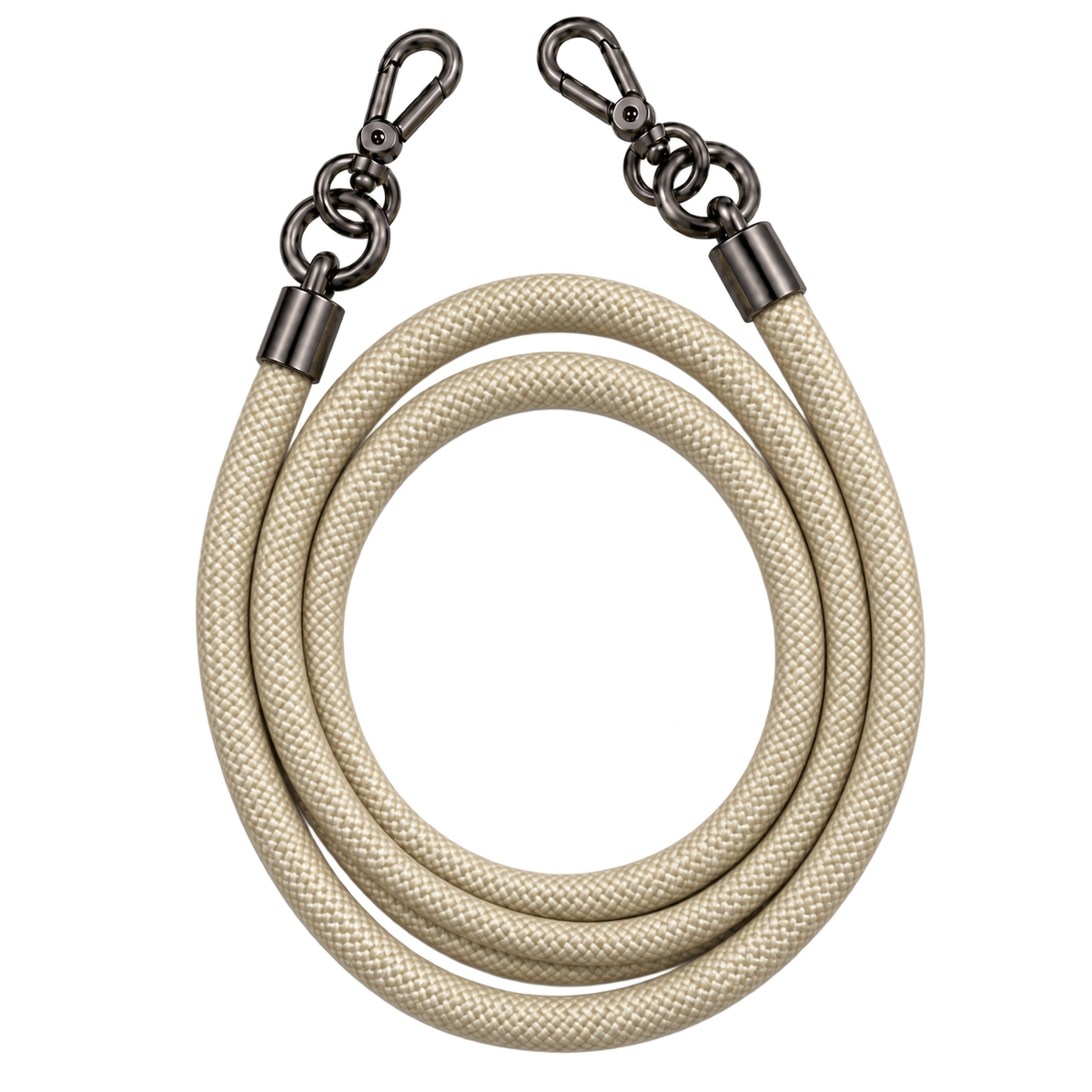 8-mm-Umhängebändel Beige mit zwei schwarzen Haken, ohne Adapter