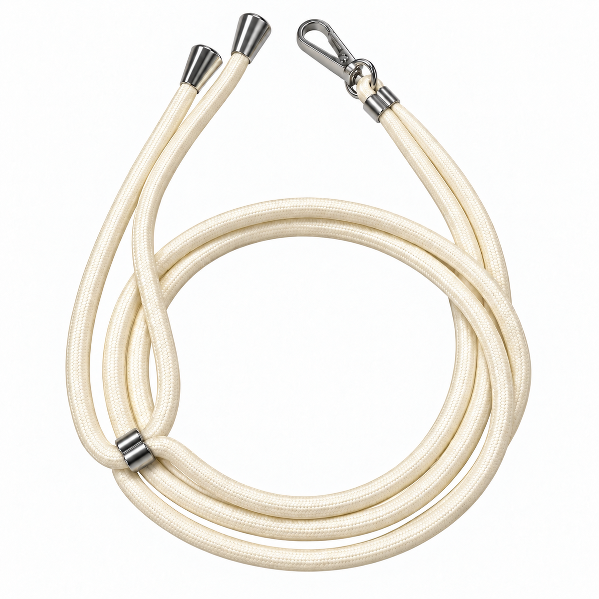 Handykette Creme – 6 mm, 1 silberner Haken, ohne Adapter