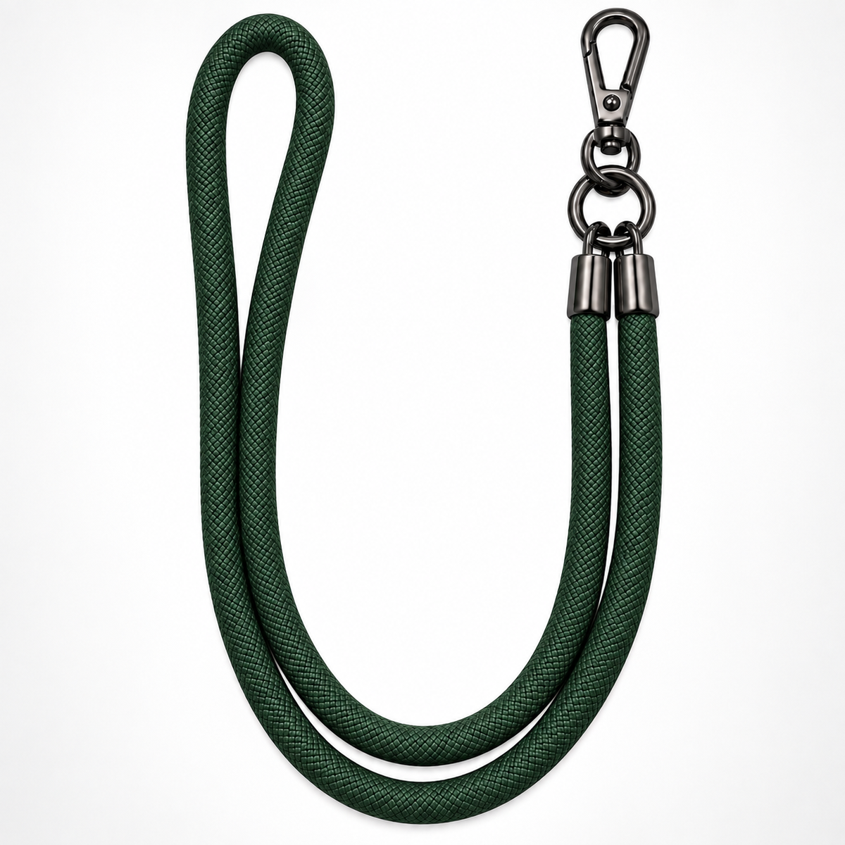 Handykette Dunkelgrün – 8 mm, 1 schwarzer Haken, ohne Adapter