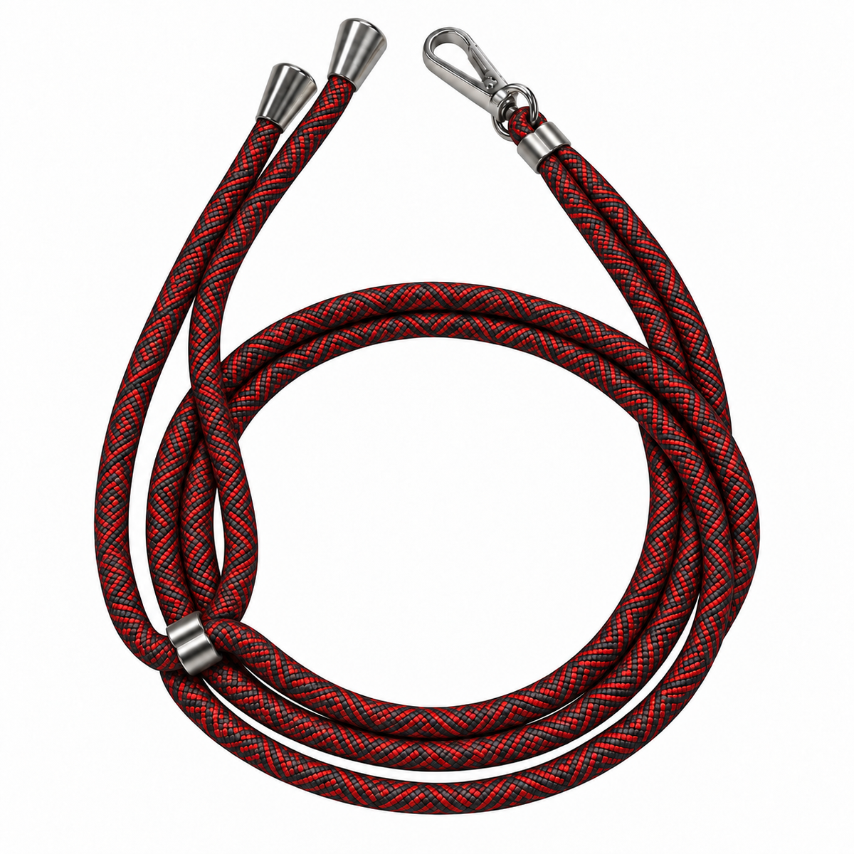 Handykette Rot-Schwarz gemustert – 6 mm, 1 silberner Haken, ohne Adapter