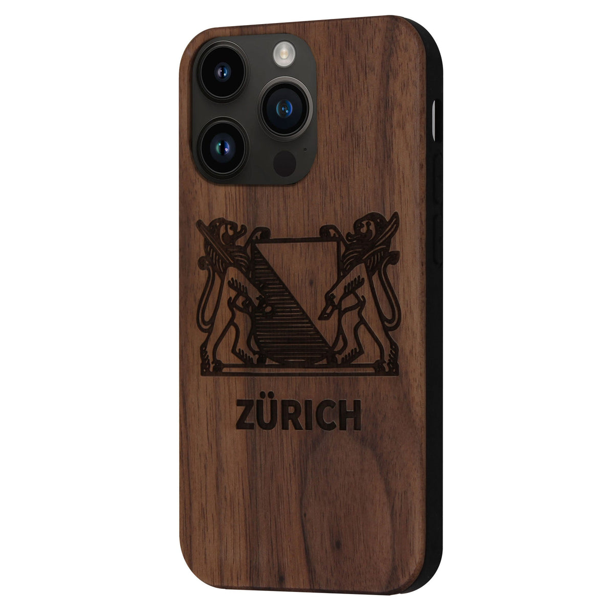 Zürich Wappen Eden Case aus Nussbaumholz für das iPhone 14 Pro