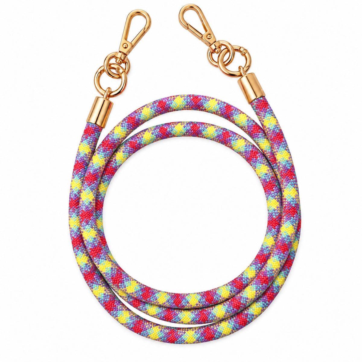 Handykette Buntes Rautenmuster – 8 mm, 2 goldene Haken, ohne Adapter