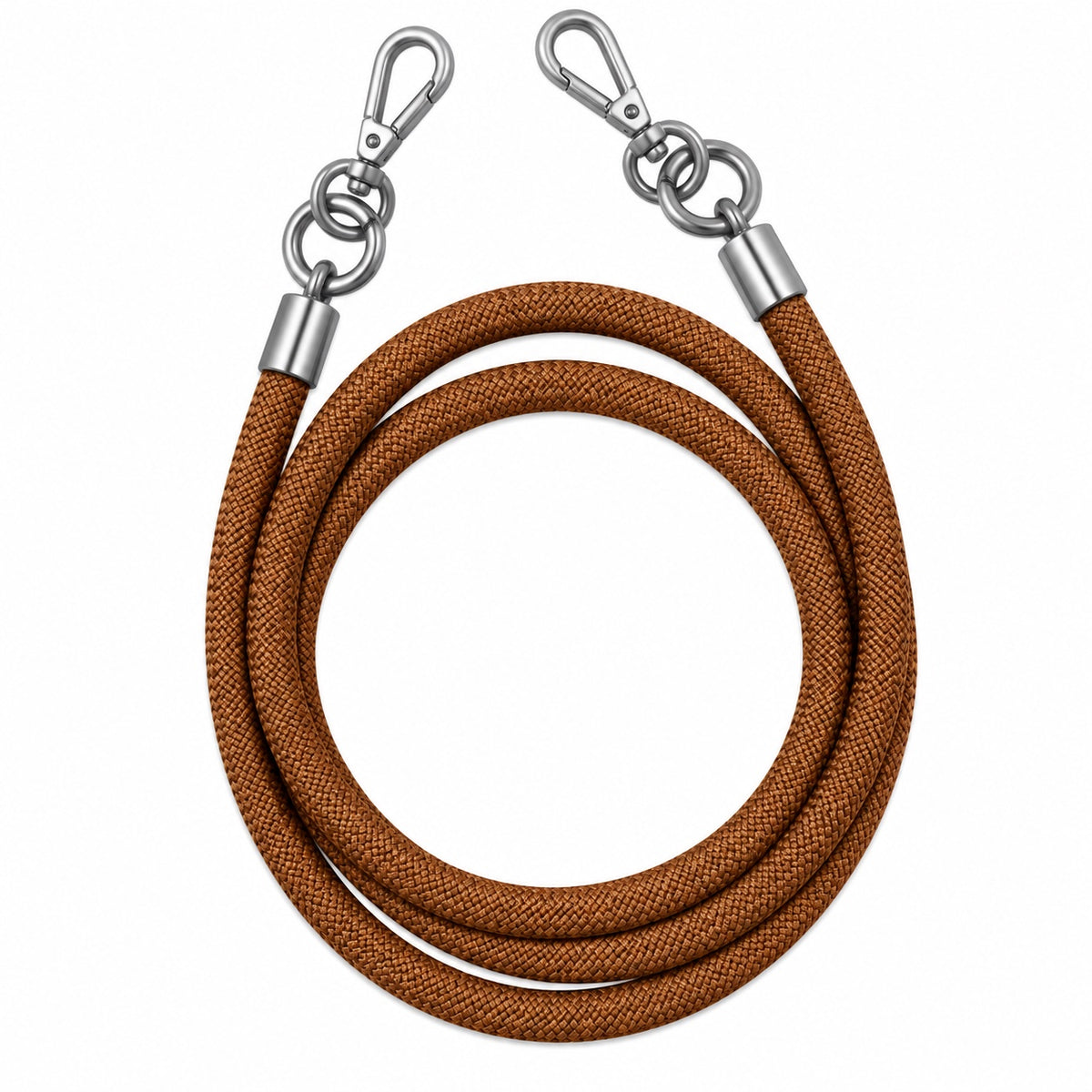 Handykette Braun – 8 mm, 2 silberne Haken, ohne Adapter
