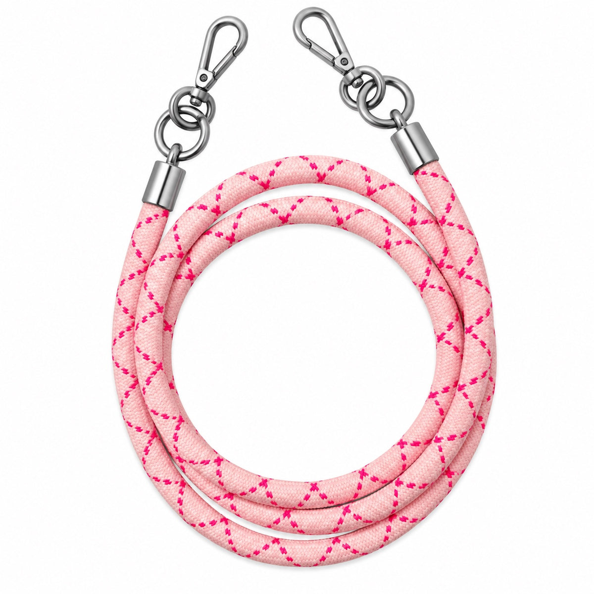 Handykette Rosa-Pink Rautenmuster – 8 mm, 2 silberne Haken, ohne Adapter