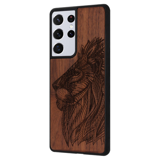 Lion Eden case made of walnut wood for the Samsung Galaxy S22 Ultra