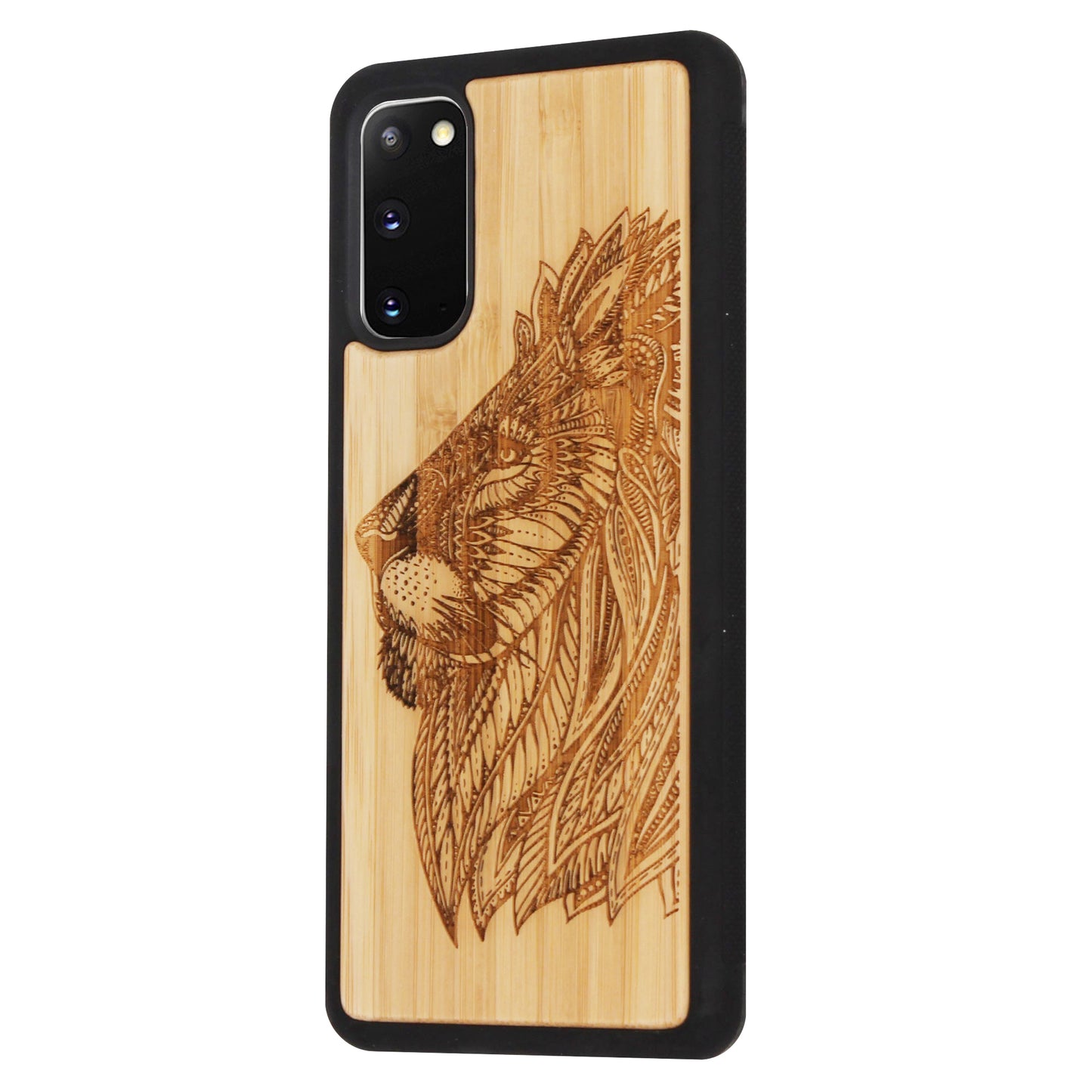 Löwen Eden Case aus Bambus für das Samsung Galaxy S20