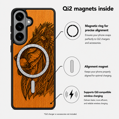 Löwe Eden Case aus Kirschholz für das Samsung Galaxy S26 mit MagSafe