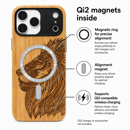 Lion Eden Case made with Bamboo for the iPhone 17 Pro Max