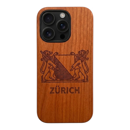 Zürich Wappen Eden Case aus Kirschholz für das iPhone 16 Pro Max mit MagSafe