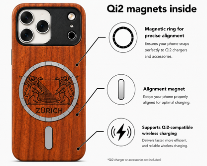 Zürich Wappen Eden Case en bois de rose pour iPhone 17 Pro Max avec MagSafe