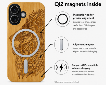 Löwen Eden Case aus Bambus für das iPhone 17 mit MagSafe