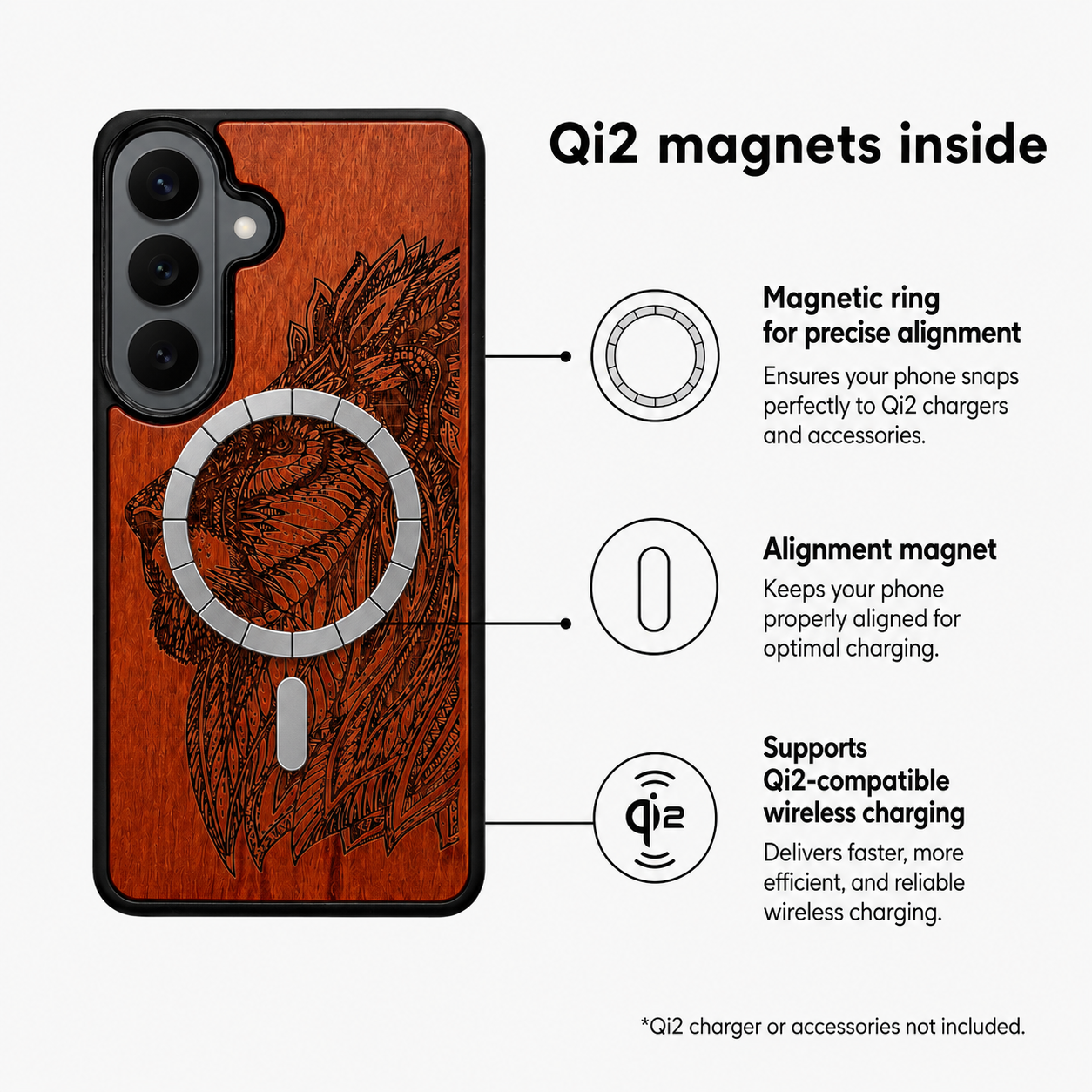 Löwe Eden Case aus Rosenholz für das Samsung Galaxy S26 mit MagSafe