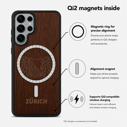 Zürich Wappen Eden Case aus Nussbaumholz für das Samsung Galaxy S26 Ultra mit MagSafe