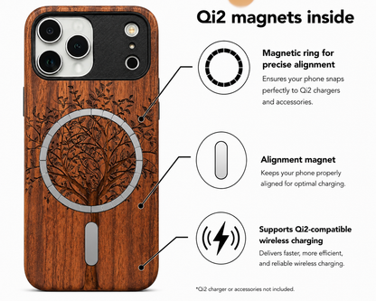 Tree of Life Eden Case made with Rose Wood for the iPhone 17 Pro