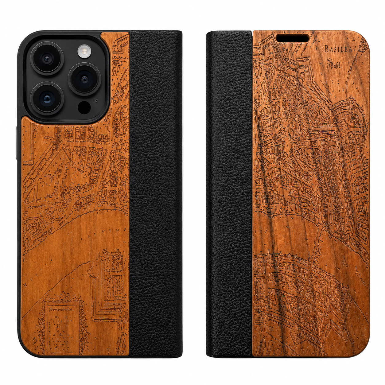 Basel Merian Eden Wallet Case aus Kirschholz für das iPhone 16 Pro Max
