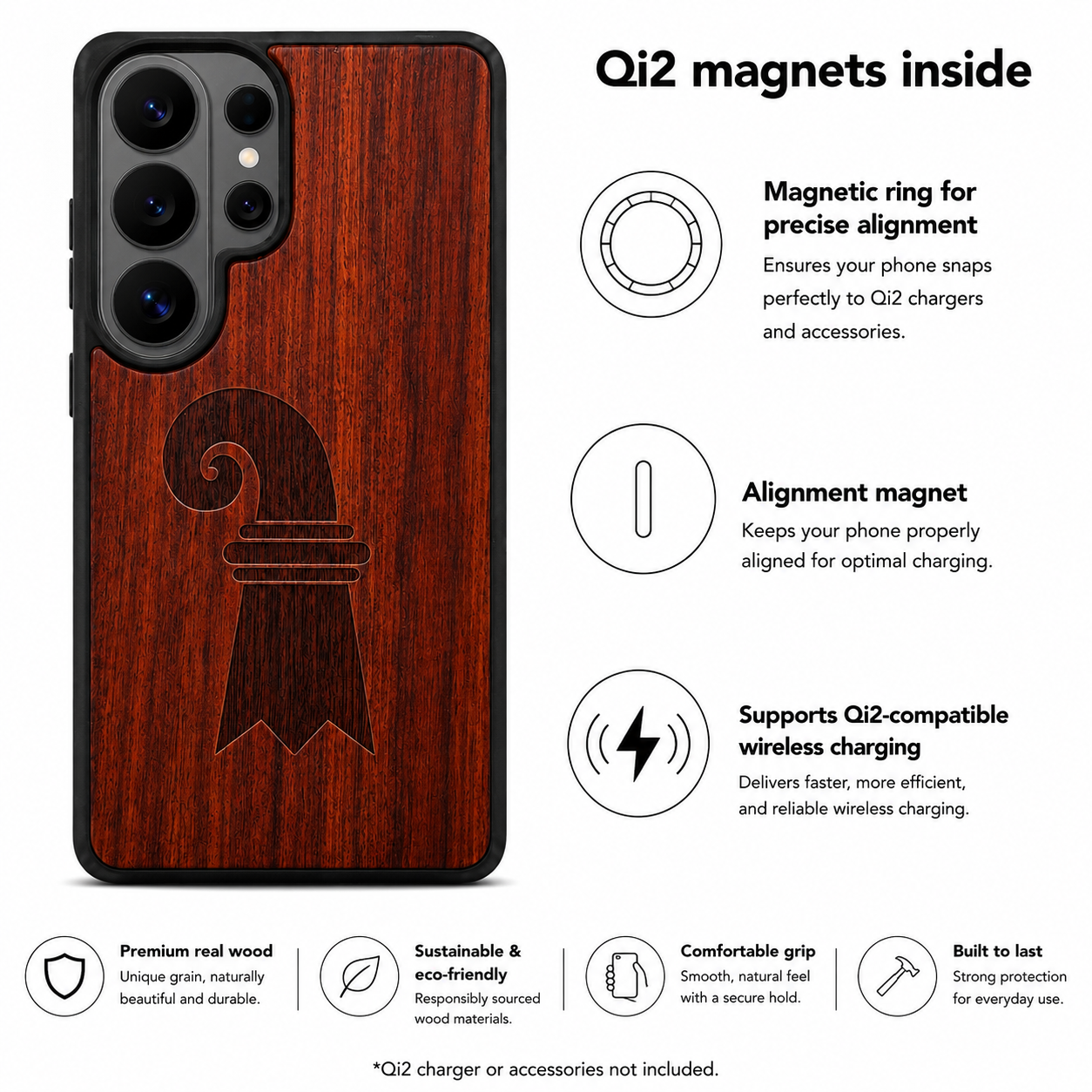 Baslerstab Eden Case aus Rosenholz für das Samsung Galaxy S26 Ultra mit MagSafe