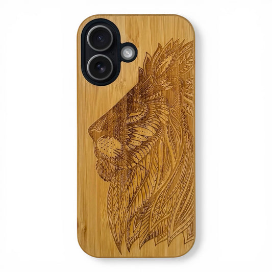 Lion Eden Case made with Bamboo for the iPhone 16 with MagSafe