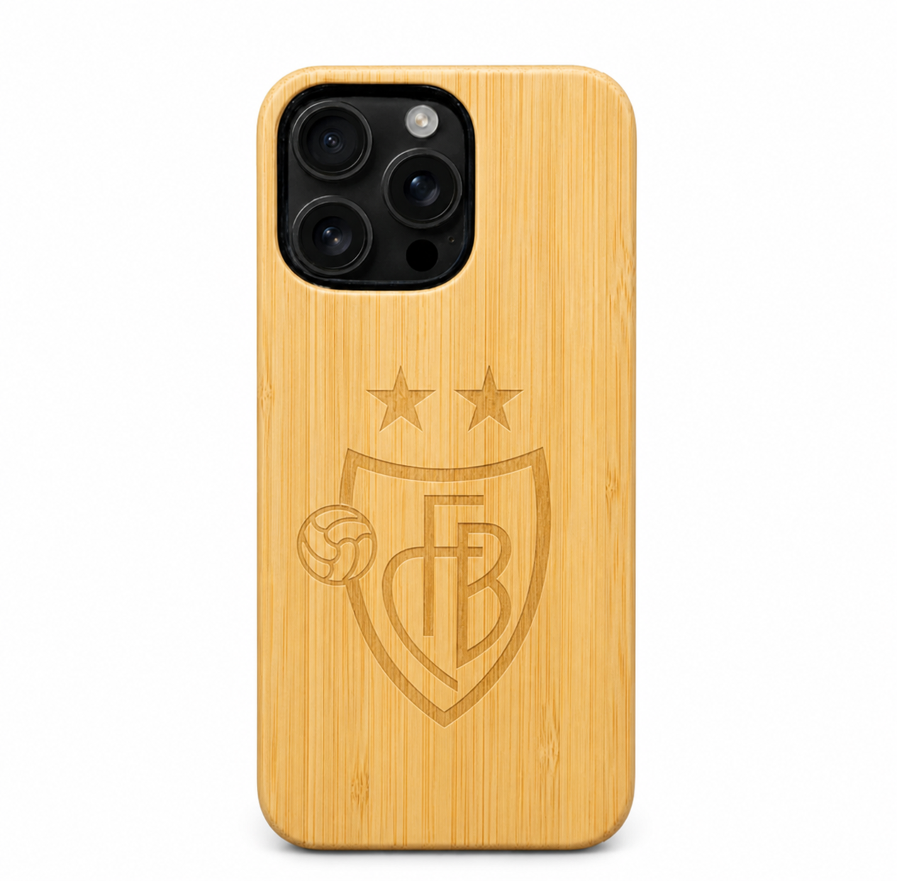 FC Basel Eden Case aus Bambus für das iPhone 16 Pro – Rückansicht