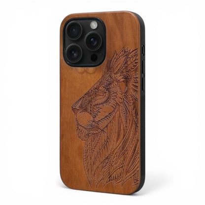 Lion Eden Case made with Cherry Wood for the iPhone 16 Pro Max