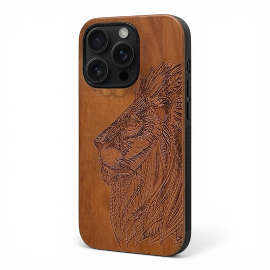 Lion Eden Case made with Cherry Wood for the iPhone 16 Pro Max