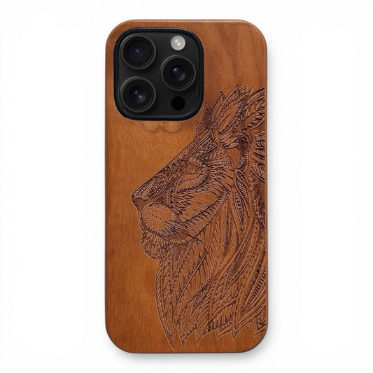 Lion Eden Case made with Cherry Wood for the iPhone 16 Pro Max