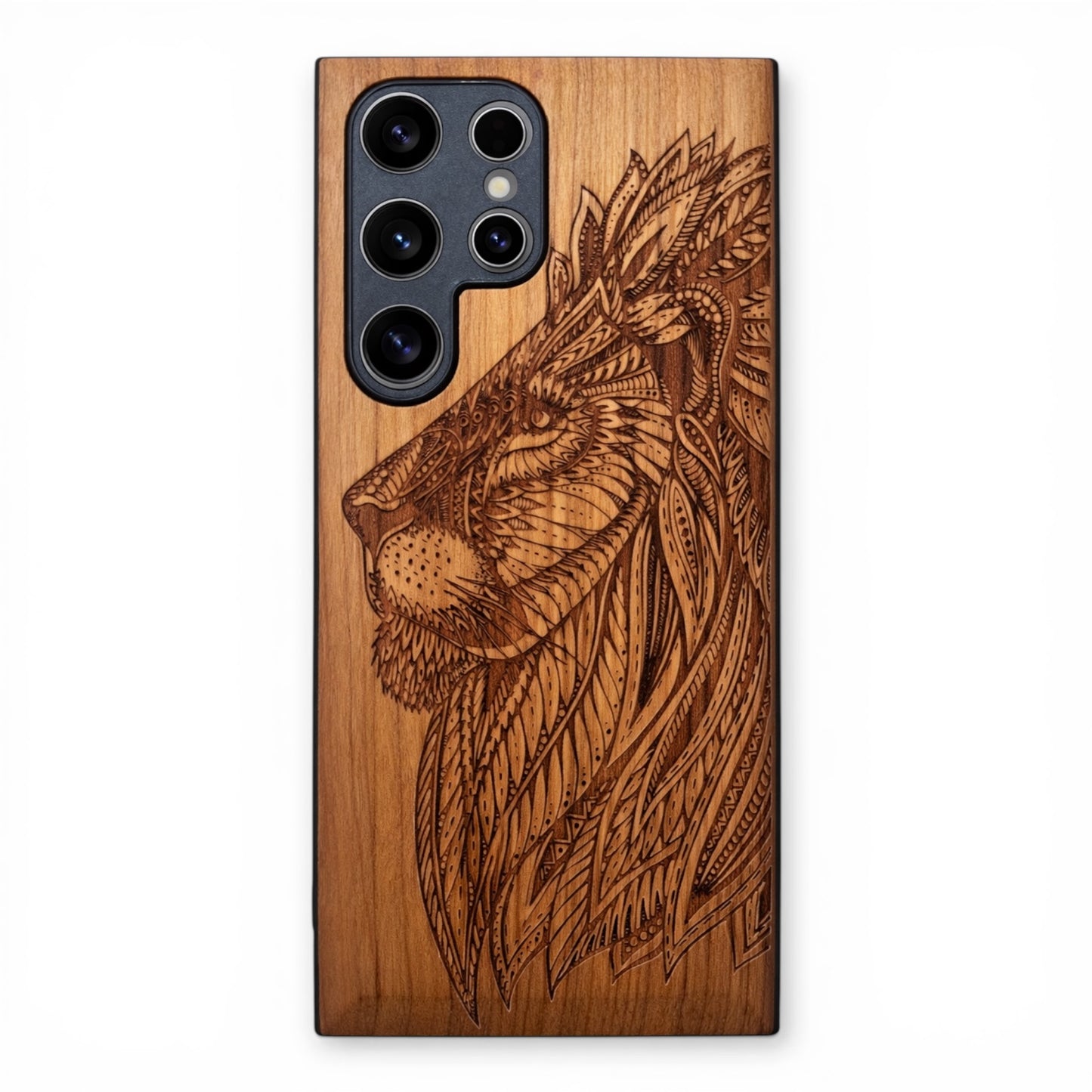 Eden Case Löwen aus Kirschholz für das Samsung Galaxy S24 Ultra