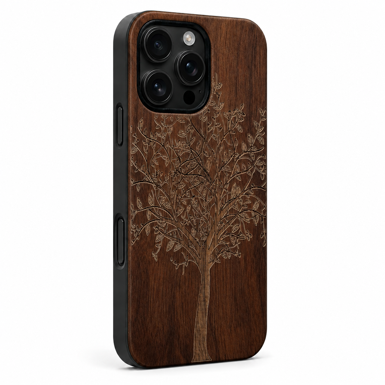 Eden Lebensbaum Nussbaum Case für iPhone 16 Pro und 16 Pro Max – schwarze Camera-Control-Taste
