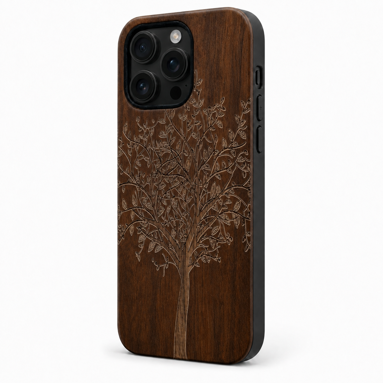 Eden Lebensbaum Nussbaum Case für iPhone 16 Pro und 16 Pro Max – Lautstärke- und Actiontaste