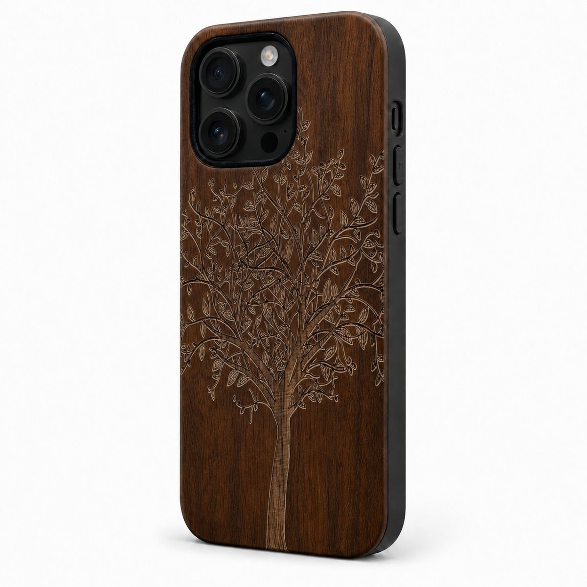 Eden Lebensbaum Nussbaum Case für iPhone 16 Pro und 16 Pro Max – Lautstärke- und Actiontaste