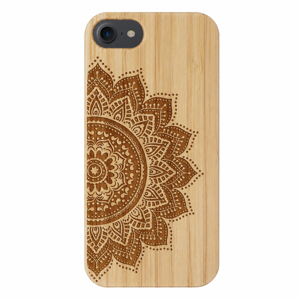 Mandala Eden Case aus Bambus für iPhone 6/6S/7/8/SE 2020/SE 2022 – Rückansicht