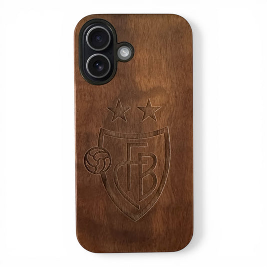 FC Basel Eden Case made with Walnut Wood for the iPhone 16 with MagSafe