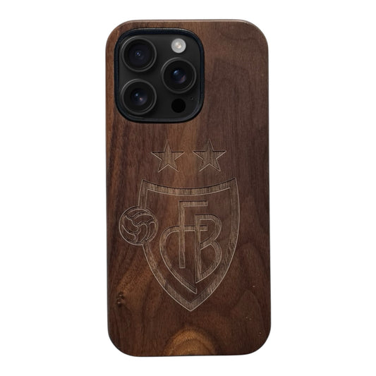 FC Basel Eden Case made of walnut wood for the iPhone 16 Pro Max with MagSafe
