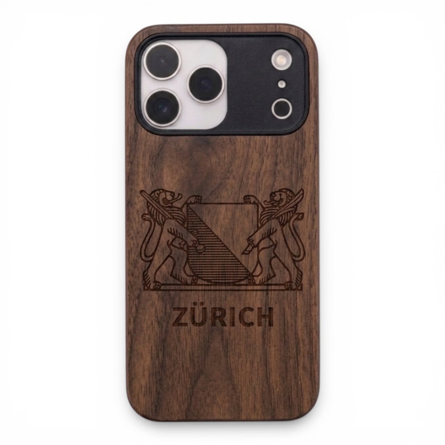 Zürich Wappen Eden Case aus Nussbaumholz für das iPhone 17 Pro mit MagSafe