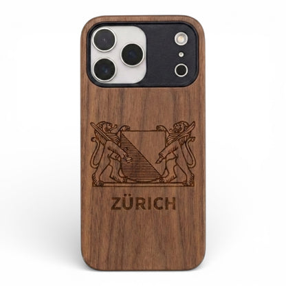 Zürich Wappen Eden Case aus Nussbaumholz für das iPhone 17 Pro Max mit MagSafe
