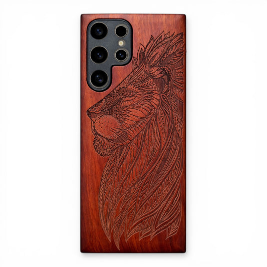 Eden Case Löwe aus Rosenholz für das Samsung Galaxy S23 Ultra