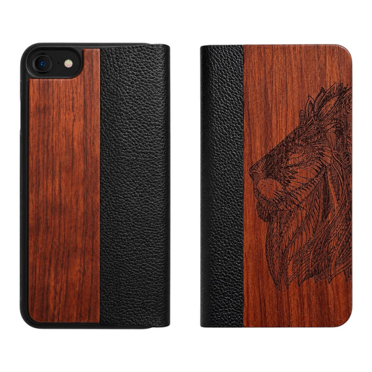 Löwe Eden Wallet Case aus Rosenholz für das iPhone 6/6s/7/8/SE