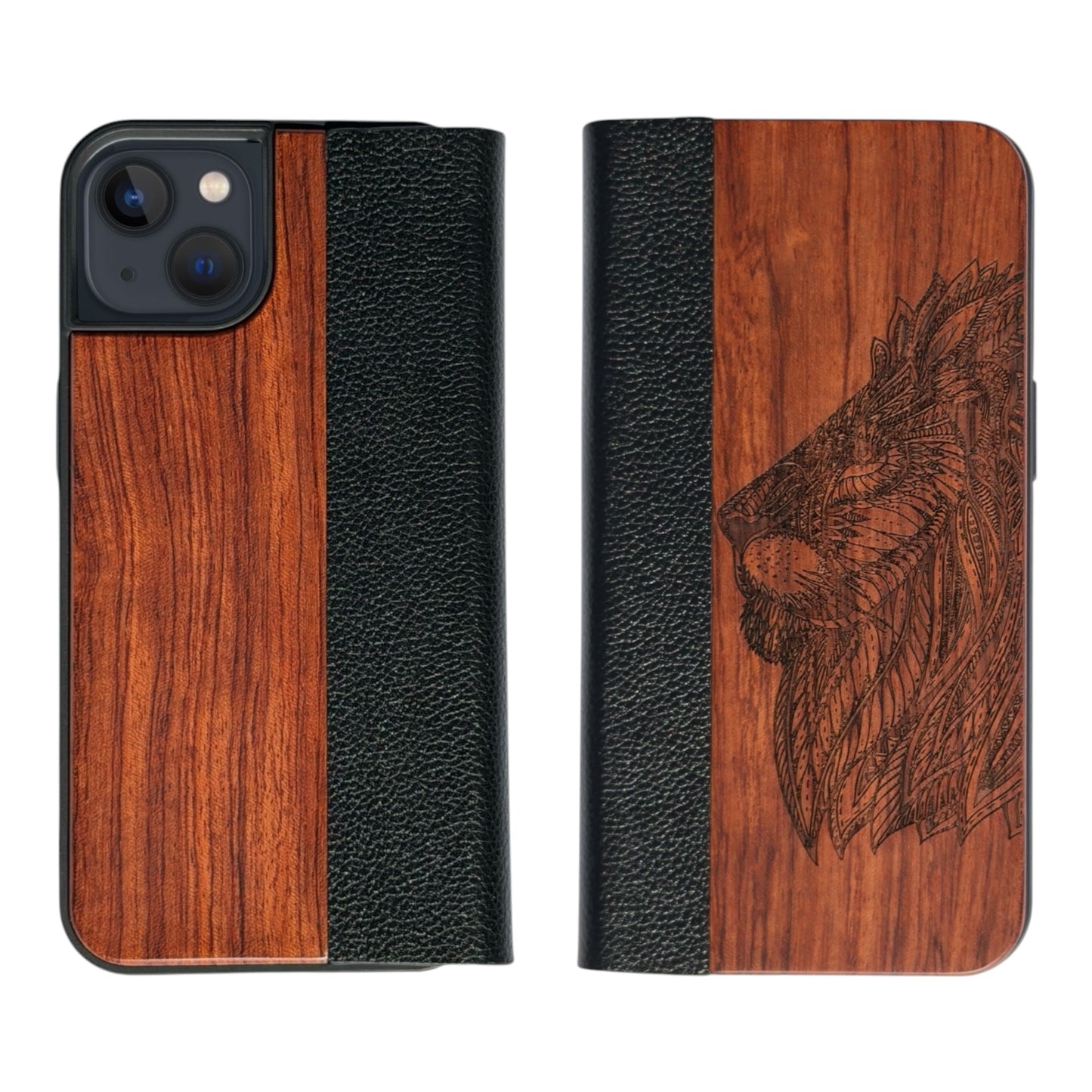 Rosenholz Löwe Eden Wallet Case für das iPhone 13/14/16E