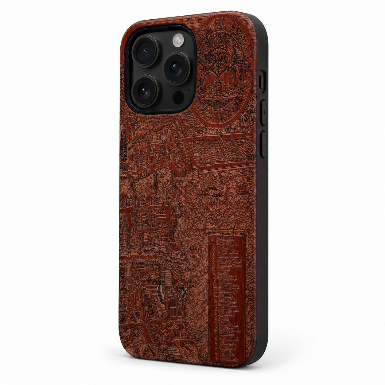 Eden Zürich Merian Rosenholz Case für iPhone 16 Pro und 16 Pro Max – Lautstärke- und Actiontaste