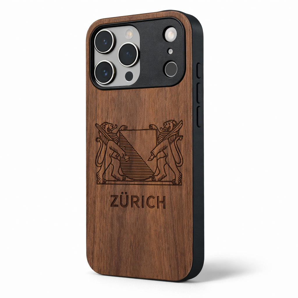Zürich Wappen Eden Case aus Nussbaumholz für das iPhone 17 Pro mit MagSafe