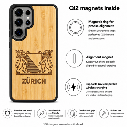 Zürich Wappen Eden Case aus Bambus für das Samsung Galaxy S26 Ultra mit MagSafe